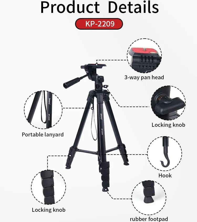 سه پایه دوربین جی ماری مدل KP-2209 به همراه هولدر موبایل